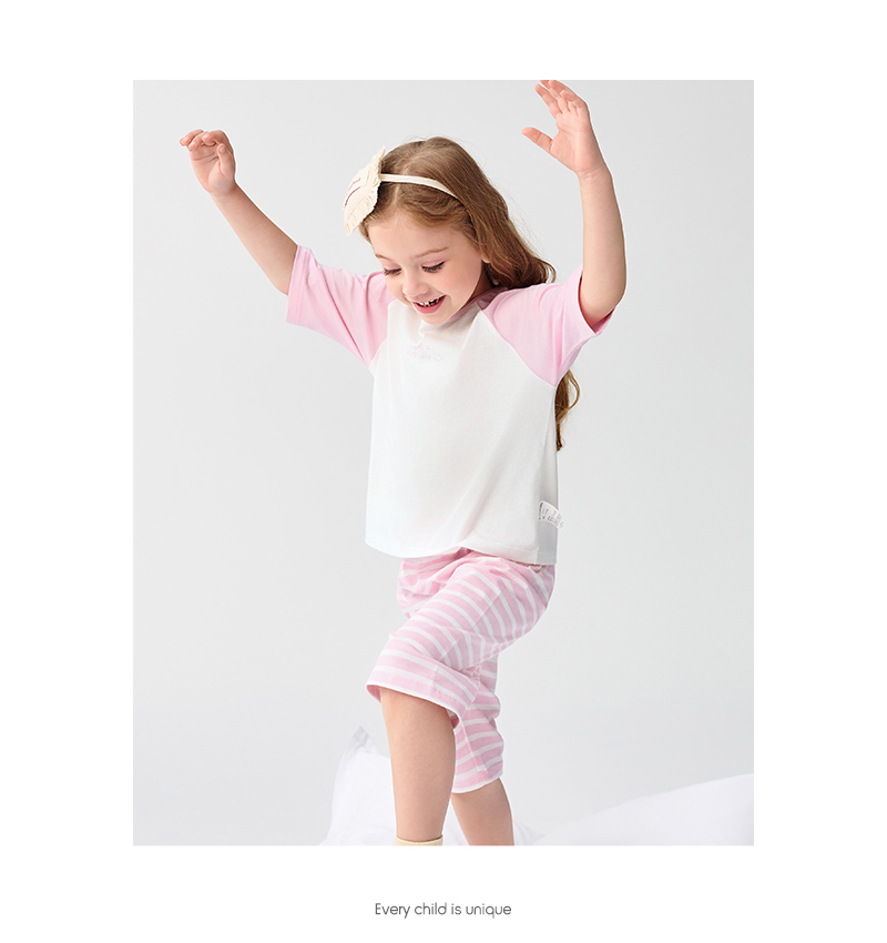 balabala Children Pajama Set Summer Thin Air Conditioning Clothing For Boy And Girl Home Clothing Little And Big Kids Parentchild Matching