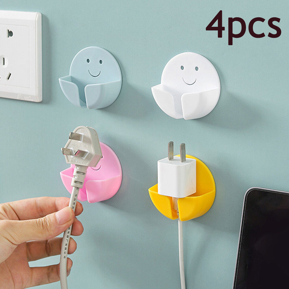 4 chiếc móc treo tường cắm dây điện không cần đục lỗ móc treo ổ cắm chắc chắn giá đỡ phích cắm nhà bếp hỗ trợ móc dán cố định