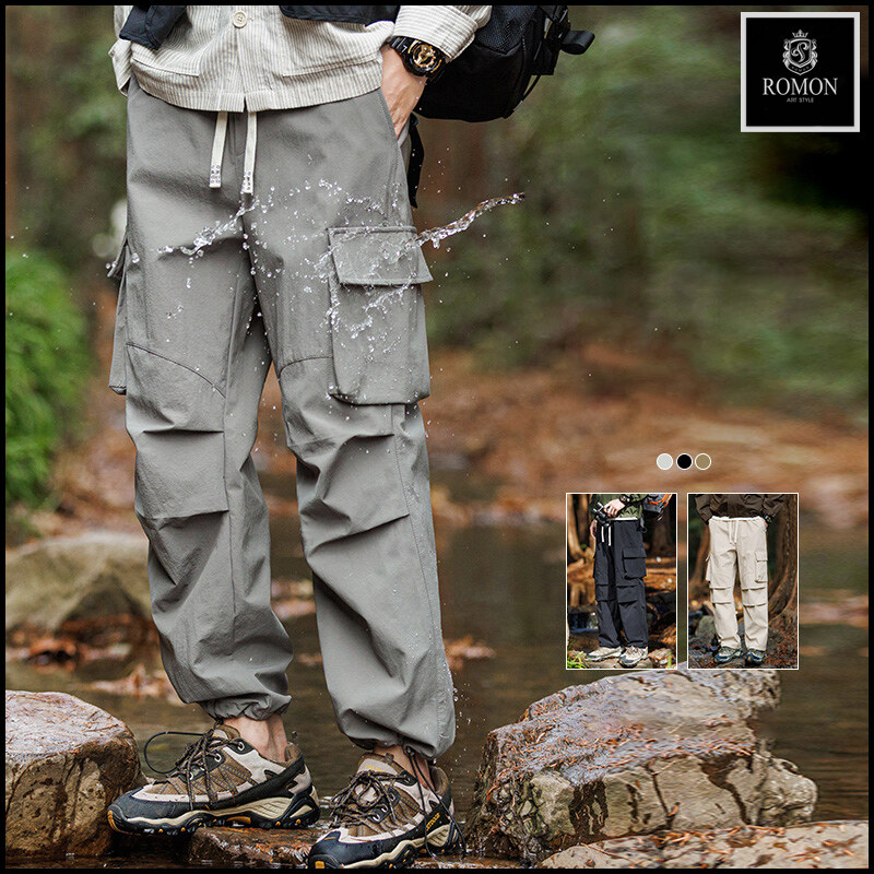 ROMON American Waterproof and Wear-resistant Overalls Pants Men's 2024 New Spring and Autumn Tide Brand Loose Outdoor Hiking Pants Sports Casual Pants ราคา 461 บาท*ส่งฟรี