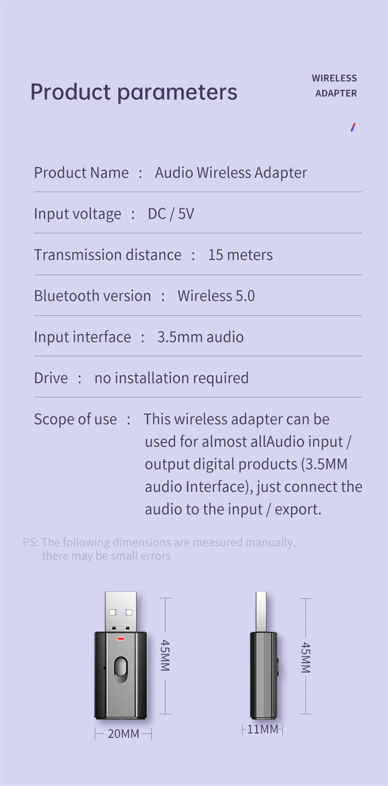 Kebeteme 4 Trong 1 Bluetooth 5.0 Thiết Bị Thu Nhận Âm Thanh Máy Phát Mini