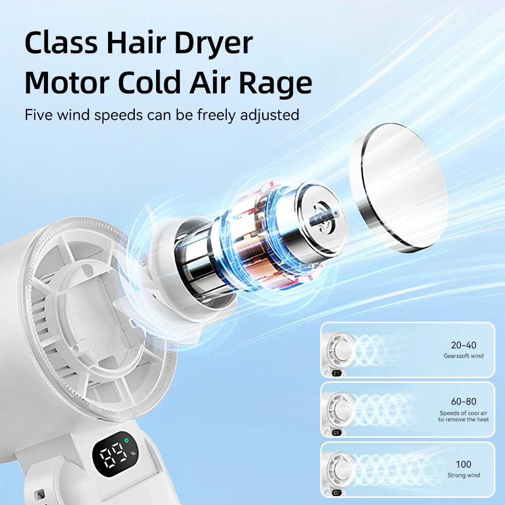 Portable Foldable Handheld Fan 5 Speed Rechargeable Cooling Fan_voghion.com