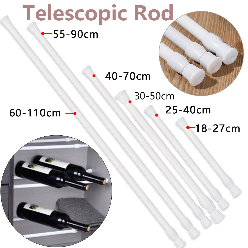 Spring Extendable Telescopic Net Voile Tension Curtain Rail Pole Rod Max.190cm 