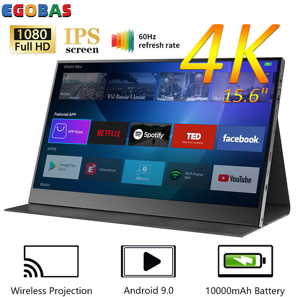 [15.6 WiFi wireless Android TV smart display Portable goxgle Play app store 4K decoding Bluetooth remote control audio assistant HDMI USB-C mobile phone laptop switch Xbox PS4 / 5,15.6 WiFi Wireless Android TV Smart Portable Monitor Goxgle Play APP Store ราคา 5,981 บาท*ส่งฟรี