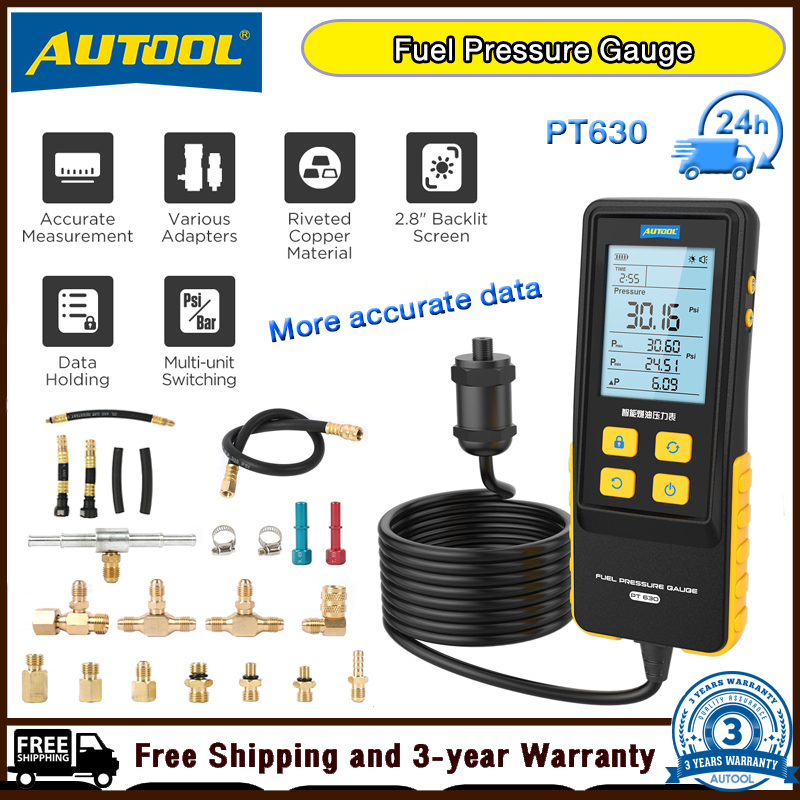 【 High precision 】 AUTOOL PT630 Fuel Pressure Gauge, Automotive Engine Fuel System Fault Detector/Digital Measurement System Supports psi, Bar, Kg/c ㎡ Units ราคา 3,678 บาท*ส่งฟรี