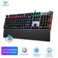 AULA Hotswap Mechanical Keyboard Gaming Keyboard 22 Backlit 108 Keys Anti-ghost Design Blue Switch/ Black Switch/ Brown Switch/ Red Switch PBT Keycaps Metal Pane,with Removable Wrist Rest,Programmable,USB Plug and Play,for PC/Laptop (F2058/F2088 )