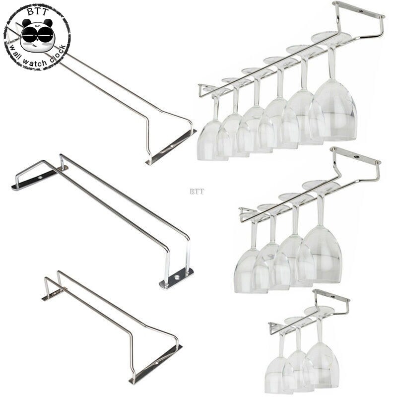 Gambar High Quality Useful 27 35 55cm Stainless Steel Wine Rack Glass Holder Hanging Bar Hanger Shelf