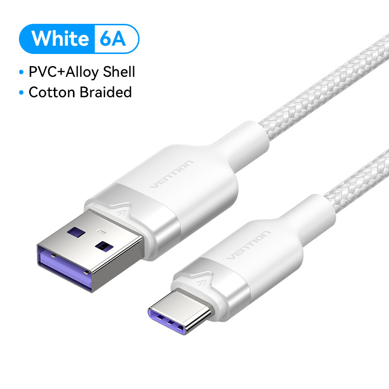 Vention Cáp Sạc USB-A to USB-C 6A 100W - Truyền Dữ Liệu 480Mbps - Dây Cáp Bện Vải Bền Bỉ - Vỏ Nhôm C