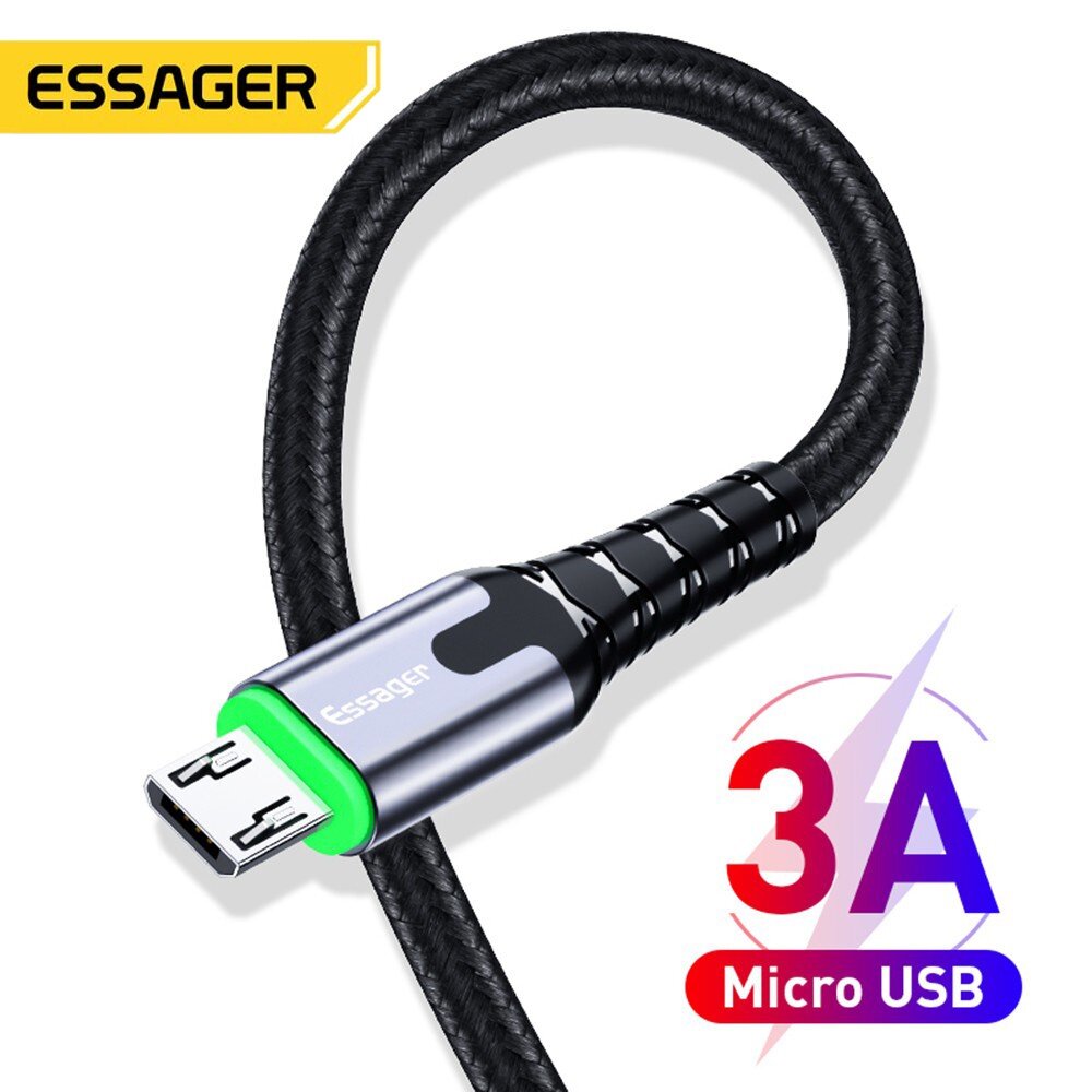 Essager Cáp Micro USB LED Sạc Nhanh Dây Dữ Liệu 3A Dây Sạc Microusb Cáp