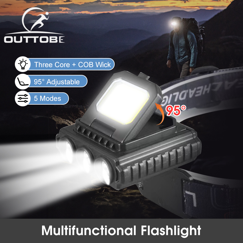 Outtbe đèn pha 42 đèn pha led đèn pin đội đầu chống nước ngoài trời đèn pin đội đầu 6 chế độ đèn câu cá đèn pha sạc usb đèn pha chiếu sáng rộng với ánh sáng đỏ