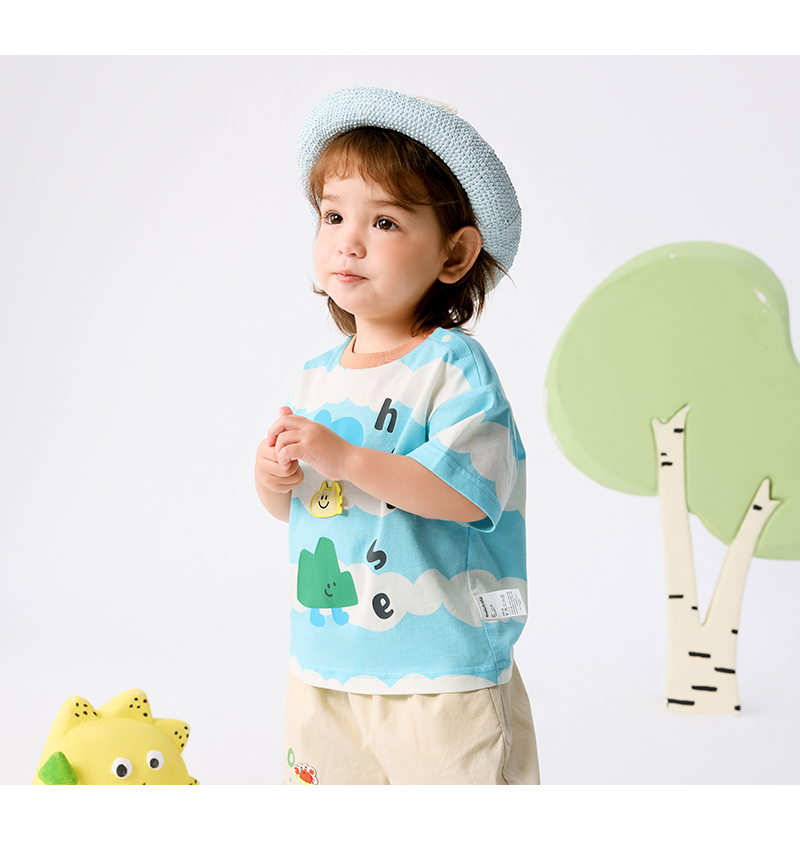 balabala Boy Short Sleeve T-Shirt Baby Top Girl Clothing 2025 New Summer Fashion Cute Infant Top