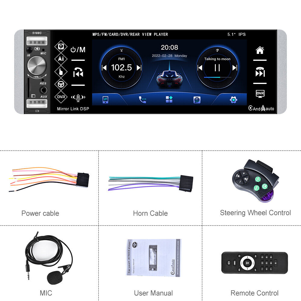 Đầu phát video 4 inch cho ô tô, máy phát nhạc MP5 màn hình kỹ thuật số, cảm ứng điện dung, kết nối đa phương tiện Bluetooth, tích hợp đài FM, có chức năng hỗ trợ đọc thẻ Aux USB SD