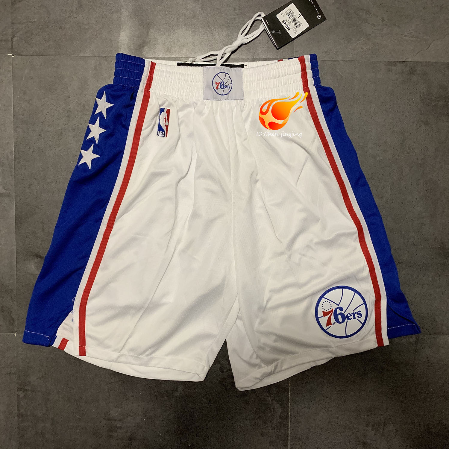Quần short áo tập bóng rổ Philadelphia 76ers của nam bán chạy-Đỏ/Xanh/Trắng-