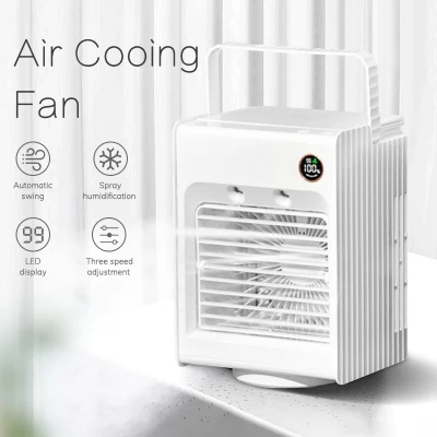 Portable Mini Air Cooler 3 Fan Level Rechargeable Air Cooling Fan Desktop Usb Air Cooler Fan Table Fan Air Humidifier for Home Office (1)