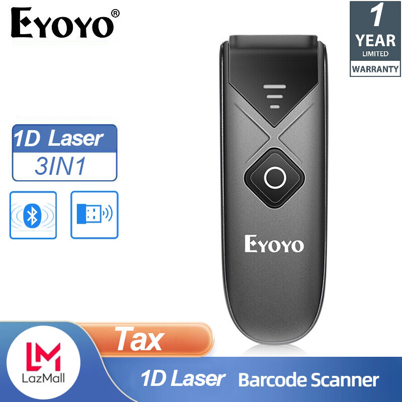 Máy đọc mã vạch Mini eyoyo, máy quét mã vạch Bluetooth Đọc mã vạch có dây USB & không dây Bluetooth & không dây 3 trong 1 2.4G hoạt động với điện thoại thông minh, máy tính bảng, Iphone, ipad, máy tính xách tay, POS hoặc máy tính