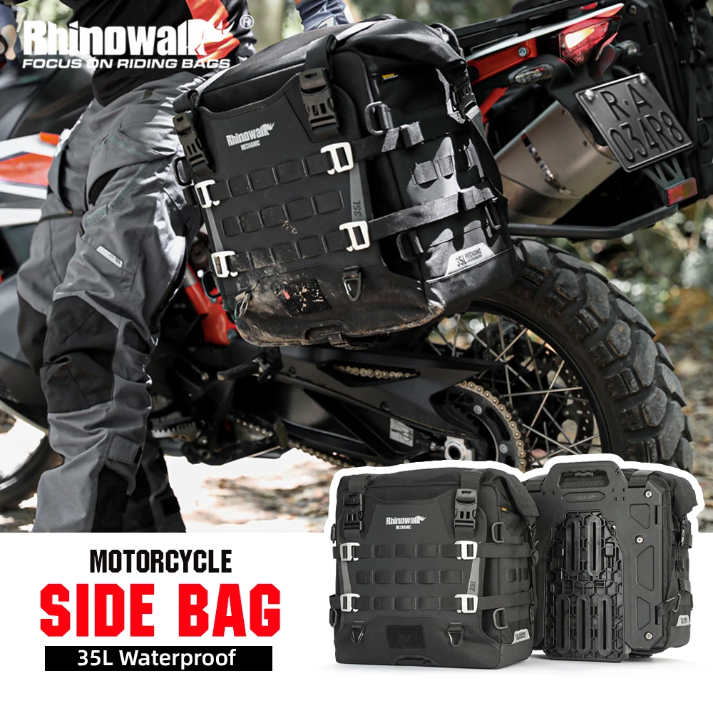 Rhinowalk Motorcycle Side Bag Quick Release 35L Big Capacity Waterproof Anti-Theft With Lock Hole （No lock）Molle Saddlebag or Expander For Travel Cycling Storage Luggage Pannier Bag For BMW KTM ADV Motorcycle ราคา 768 บาท*ส่งฟรี