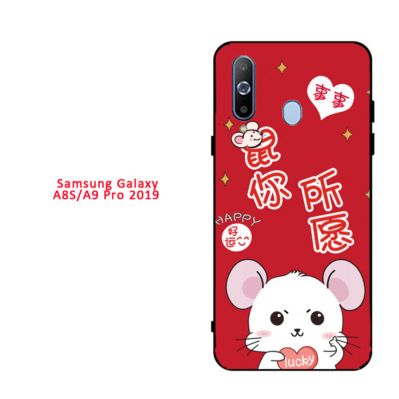 Ốp Điện Thoại Cho Samsung Galaxy A8S/A9 Pro 2019 Vỏ Bọc Silicone Dễ Thương Có Cùng Mẫu Túi Khí Kê Điện Thoại Và Một Sợi Dây