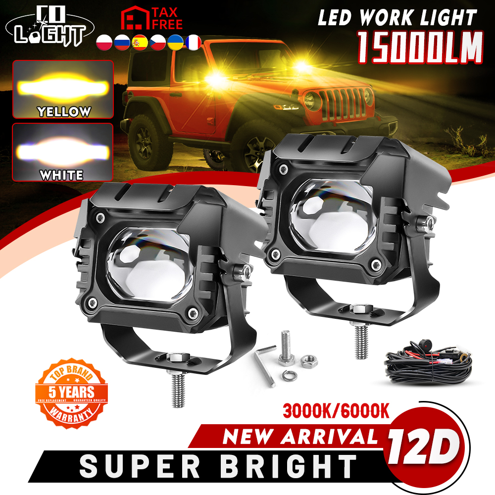 Co light đèn led chiếu điểm đèn pha xe máy led xe máy đèn phụ ip68 chống nước 12000lm 6000k/3000k/cao và chùm sáng thấp spotlight đèn laser