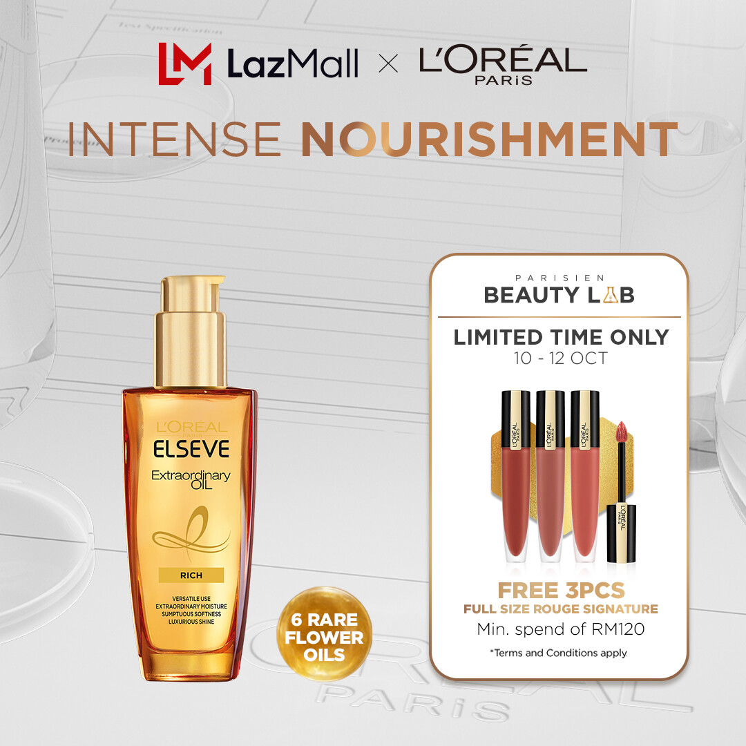 Gambar L Oreal Paris Elseve Extraordinary Oil Gold (All hair type Hair treatment) 100ml [Hair Care,Hair Oil, Hair Serum]