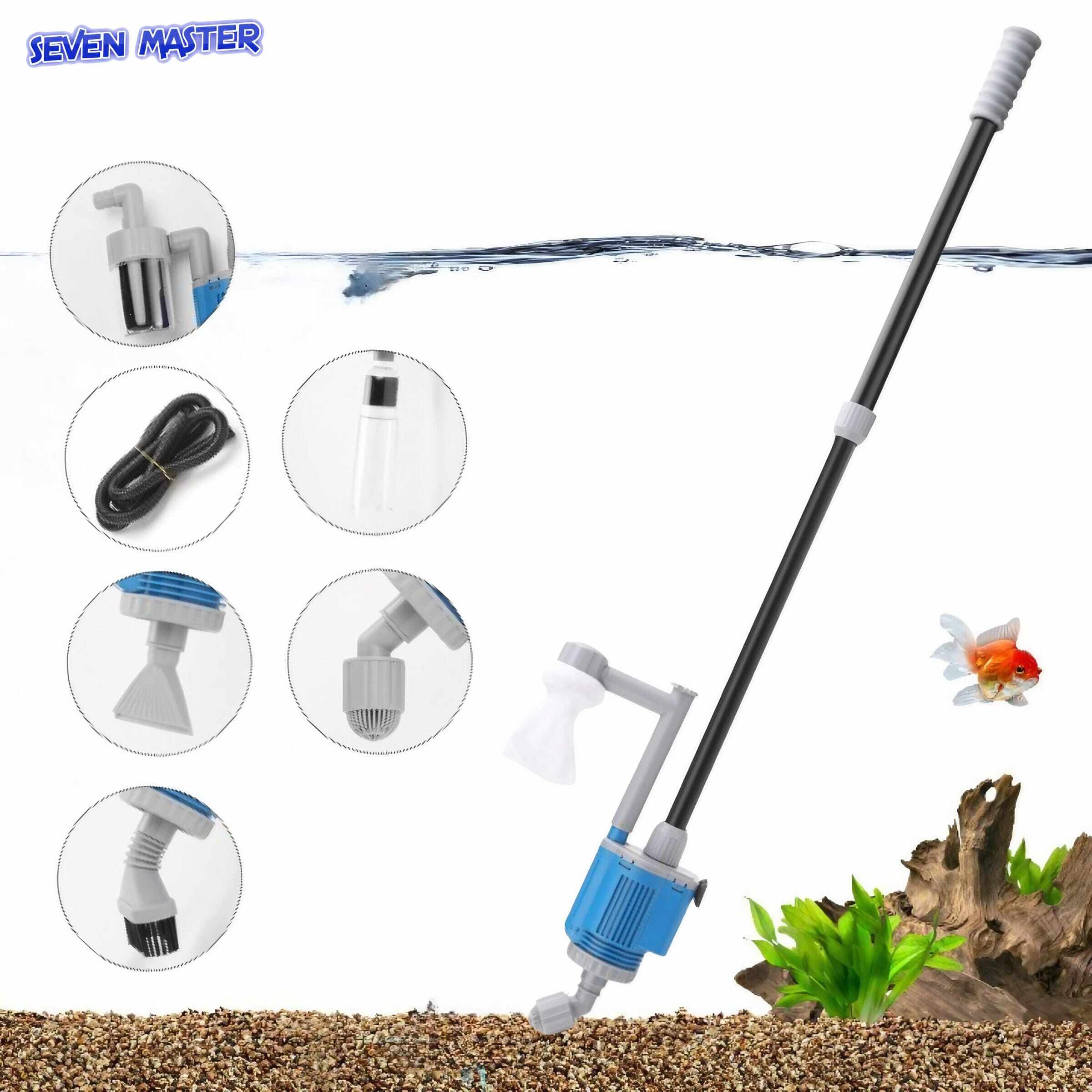 Bảy Master 20 28W điện bể cá nước thay đổi bơm Aquarium dụng cụ vệ sinh máy thay nước chất tẩy rửa sỏi Siphon Máy bơm lọc nước