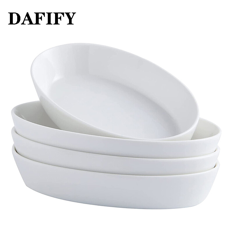 [DAFIFY Porcelain Oval Au Gratin Bakeware Dishes Dessert Baking Pan Oven Safe white - Set of 2,DAFIFY Porcelain Oval Au Gratin Dishes Bakeware Dessert Dishes Baking Pan Oven Safe White,] ราคา 251 บาท*ส่งฟรี