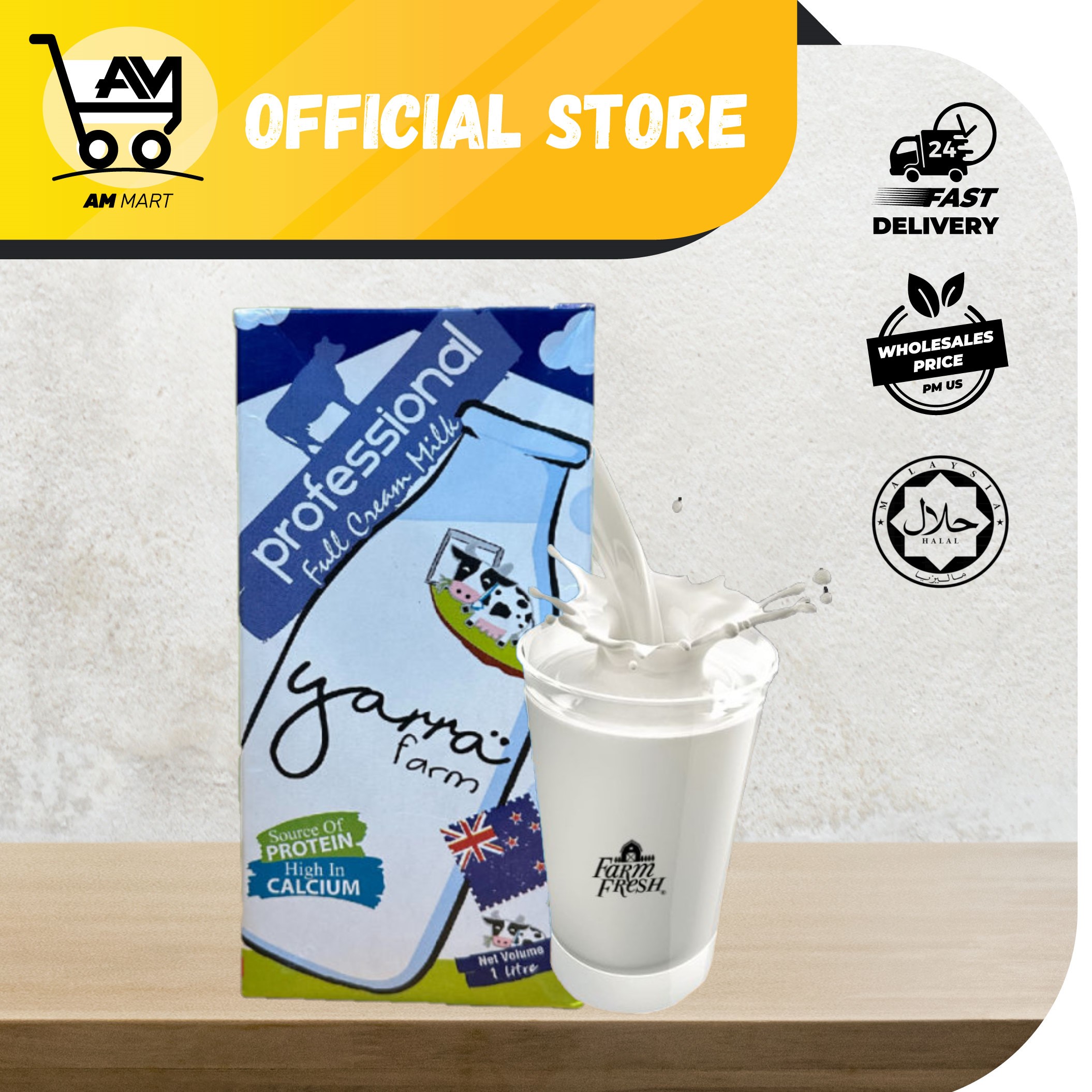 Raya Sale Yarra Farm Fresh Professional UHT Full Cream Milk [no Cap] (halal)