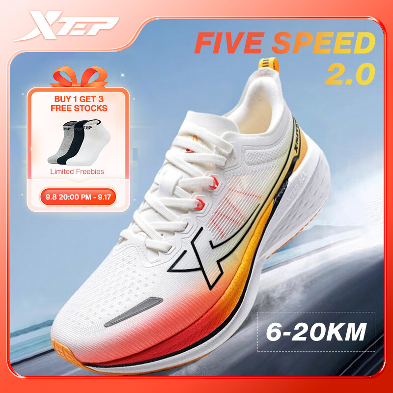 XTEP Five Speed 2.0 Sports Sneaker Men's Running Shoes Lightweight Comfortable Breathable Shoes Anti-skid Sports Sneake 876319110001 ราคา 1,840 บาท*ส่งฟรี