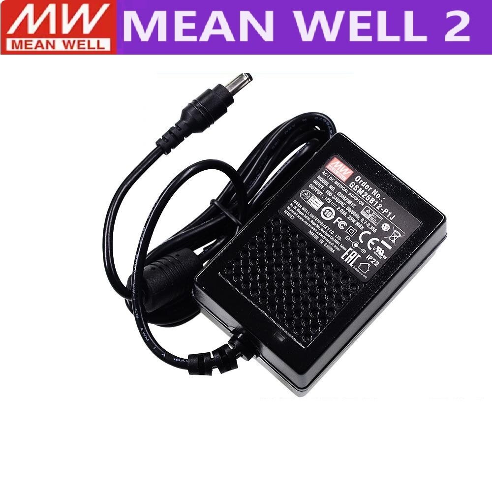 MEAN WELL  Gsm25b GSM25B12-P1J 25 Wát AC-DC đáng tin cậy màu xanh lá cây y tế Adaptor