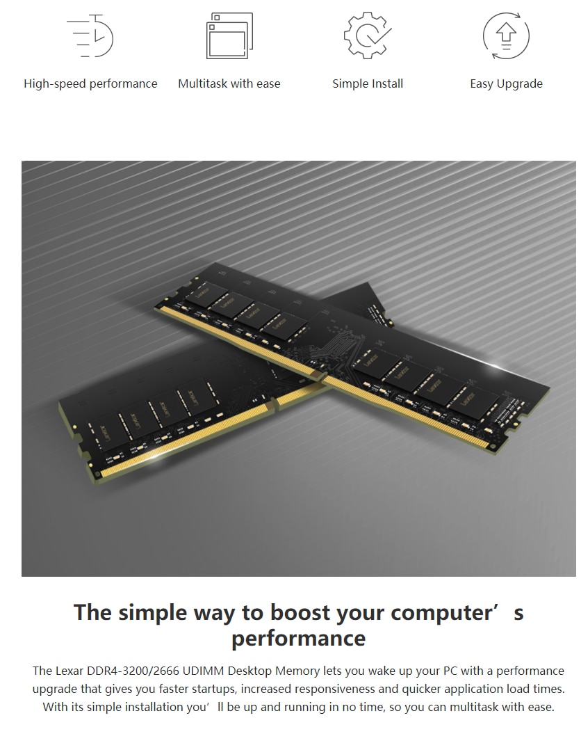 Lexar 8GB DDR4 3200Mhz UDIMM Desktop Memory RAM with High Speed Performance 10 492fa52b7f58c6089897a9ca29e8df5c
