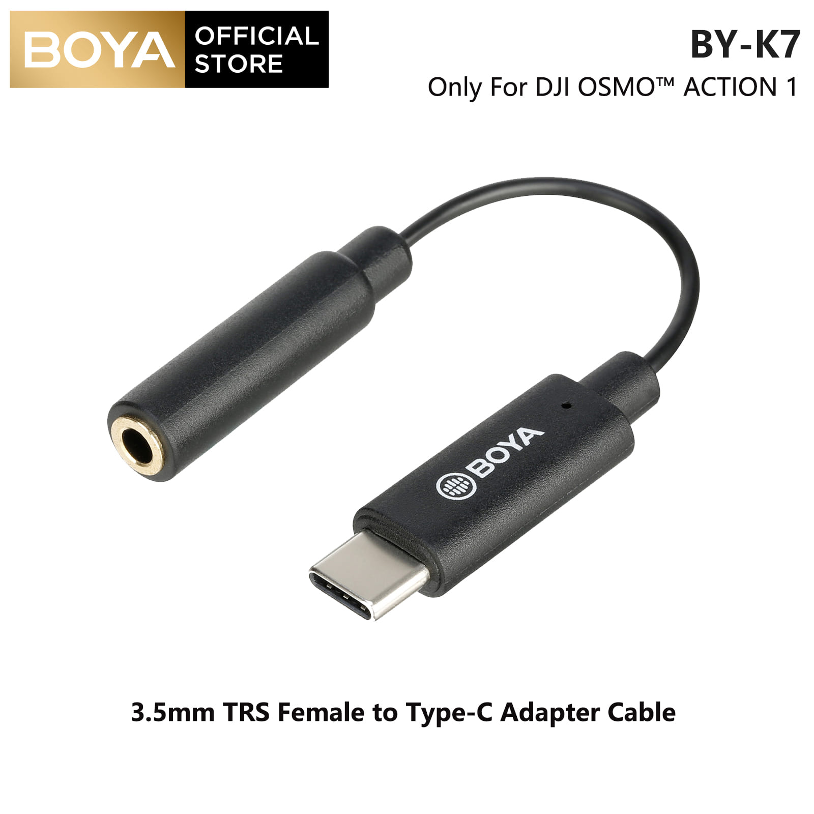 Boya by-k7 3.5mm trs female sang type-c cáp cho bộ chuyển đổi micrô máy ảnh chỉ dành cho dji osmo™hành động 1
