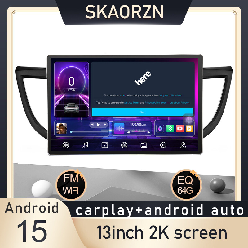 Skaorzn 13inch 6+64GB for honda crv 2012-2016 android15 2k qled 2000x1200p support 360camera 2din car android headunit stereo fm bluetooth carplay android auto steering control rear view t133 ราคา 6,358 บาท*ส่งฟรี