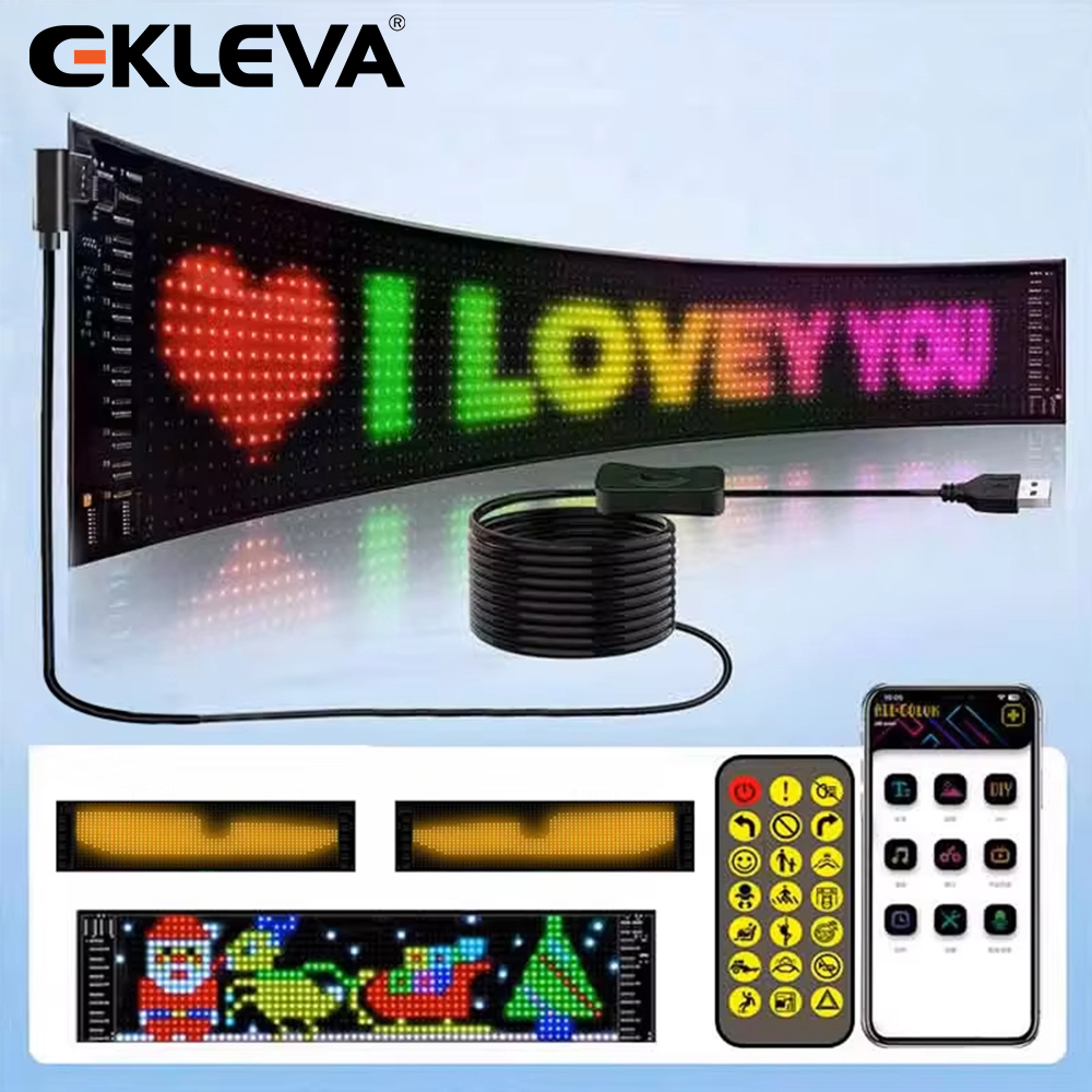 EKLEVA LED Matrix Pixel Panel Light Bluetooth App 5V USB Control Scrolling Advertising LED Car Sign Animation Programmable For Car Sho Giá 640,650 Đồng*Miễn phí vận chuyển