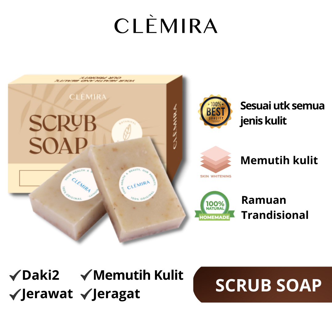Gambar Clemira Body Scrub Sabun Daki Sabun Putihkan Kulit Scrub Body Whitening Pemutih Badan Seluruh Lulur Pemutih Badan Pemutih Ketiak Whitening Soap Luffa Soap Original