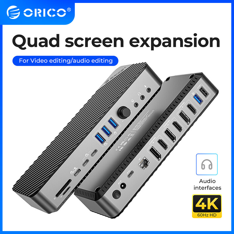 Orico 2 Hiển Thị Liên Kết Hiển Thị 22 Trong 1 Máy Tính Để Bàn trạm nối Loại C Pd60w 4K 8K dp HDMI VG