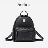 SeaGloca PU Leather Black Backpack Travel Zipper Closure School Bag Durable & Stylish No 1256