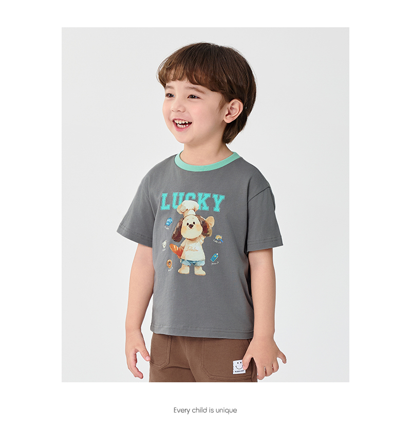 balabala Boy Pure Cotton Short Sleeve T-Shirt Baby Clothes Summer Short Sleeve Top For Infants Toddlers · v5