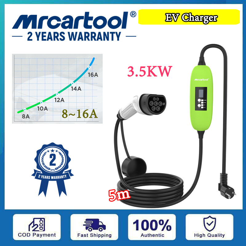 MRCARTOOL S300 Portable 220V EV Charger 3.5KW 16A Fast Charging HD Charging Data Display Type 2 EV Charger for Electric Vehicles and Gasoline-electric Hybrid Vehicles ราคา 4,699 บาท*ส่งฟรี