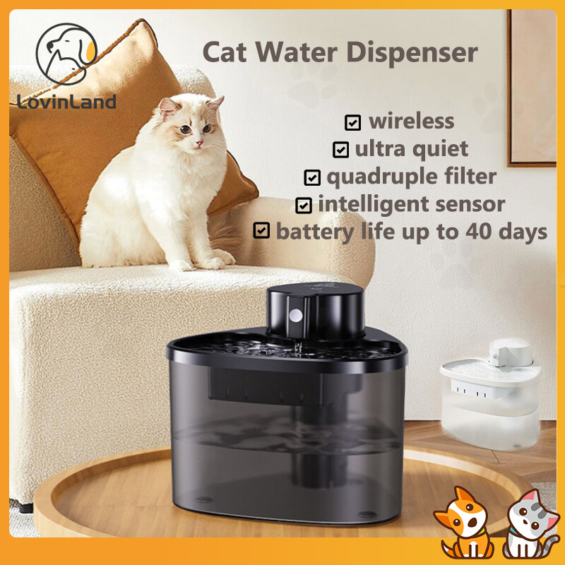 Cat Waterer with Sensor Unplugged Antibacterial Cat & Dog Waterer Multi Filtration Auto Circulation Intelligent Sensor Dispenser 30dB Ultra Silent 2L ราคา 912 บาท*ส่งฟรี