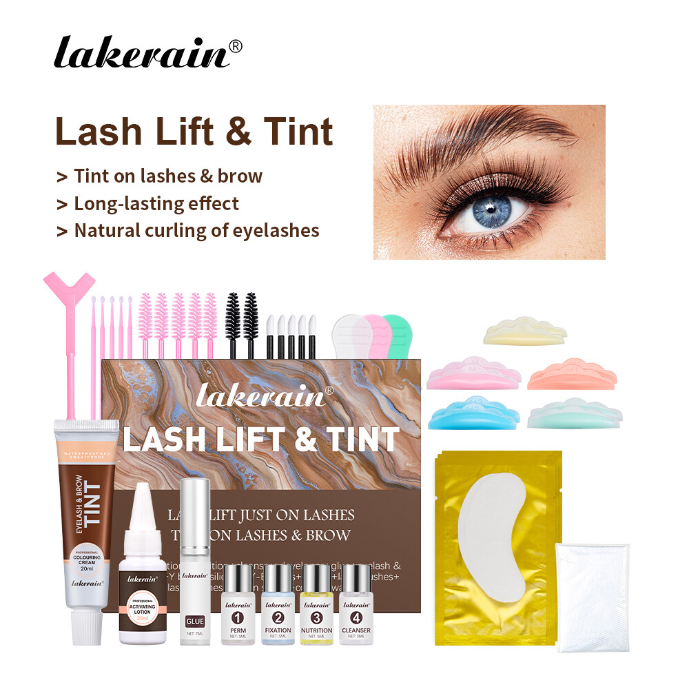  Lakerain mới Lash Lift & bộ màu với công cụ hoàn chỉnh lông mi Lift & Tint Dye 2-in-1 kit lông mi và lông mày nhuộm bộ Lash Nâng Bộ lông mi perming Kit lông mi Lift cán Kit  2 màu  