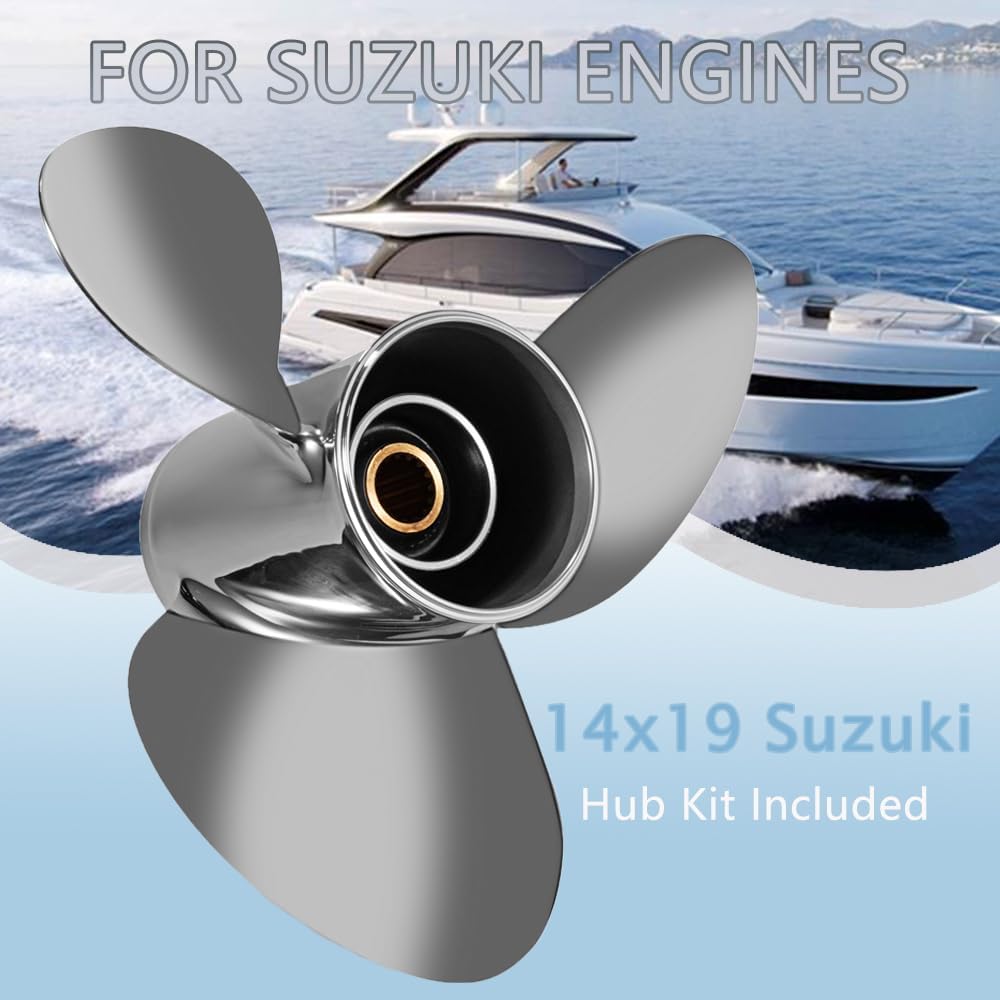 Stainless Steel Propeller for Suzuki Outboard Motor 15 Tooth Spine &thru Hub Exhaust ราคา 11,614 บาท*ส่งฟรี