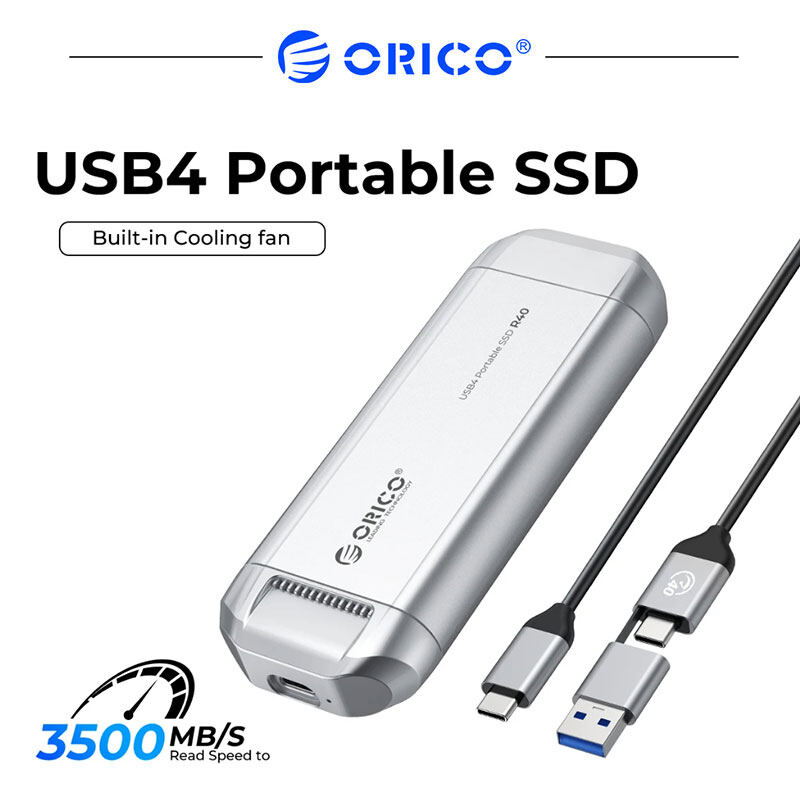 ORICO SILVERSTONE xách tay SSD 3500 MB/giây bên ngoài ổ cứng lưu trữ thể rắn 4TB 2TB 1TB Type-C Hợp kim nhôm pssd Tích hợp quạt tản nhiệt (R40)