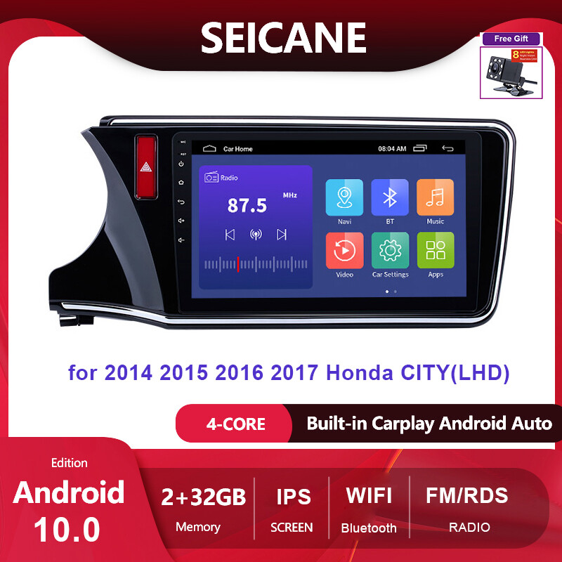 Seicane 10.1inch IPS Touch Screen Android 10.0 Car Audio Stereo Player for 2014 2015 2016 2017 Honda CITY(LHD) GPS 2+32G Navigation Radio Player GPS Navigation Head unit Built-in Apple Carplay and Android Auto ราคา 2,425 บาท*ส่งฟรี