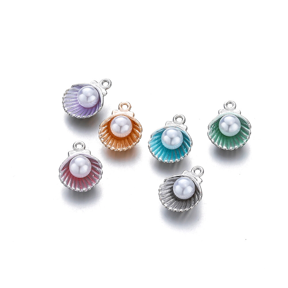 St.kunkka 10 chiếc/Túi Mặt dây chuyền vỏ vỏ ngọc trai mặt dây chuyền hợp kim sơn mài cho trang sức làm Vòng Cổ Vòng tay tự làm