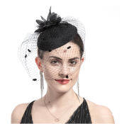 Black Retro Lace Feather Top Hat for Socialites