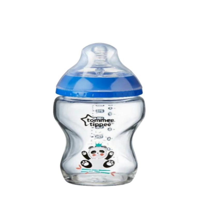Tommee Tippee gần gũi hơn với thiên nhiên chai thủy tinh với vú giống như dòng chảy chậm núm vú 5oz/8oz (Sản xuất tại Đức)