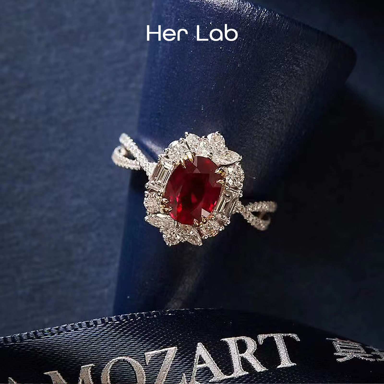 Her Lab Jewelry | Genuine Ruby S925 Silver Diamond Ring, 1.5ct, Original GRA 100% Passed Diamond Selector. Fashionable dove egg cut diamond ring, fashionable sterling silver wedding ring, luxury diamond ring for women ราคา 6,997 บาท*ส่งฟรี