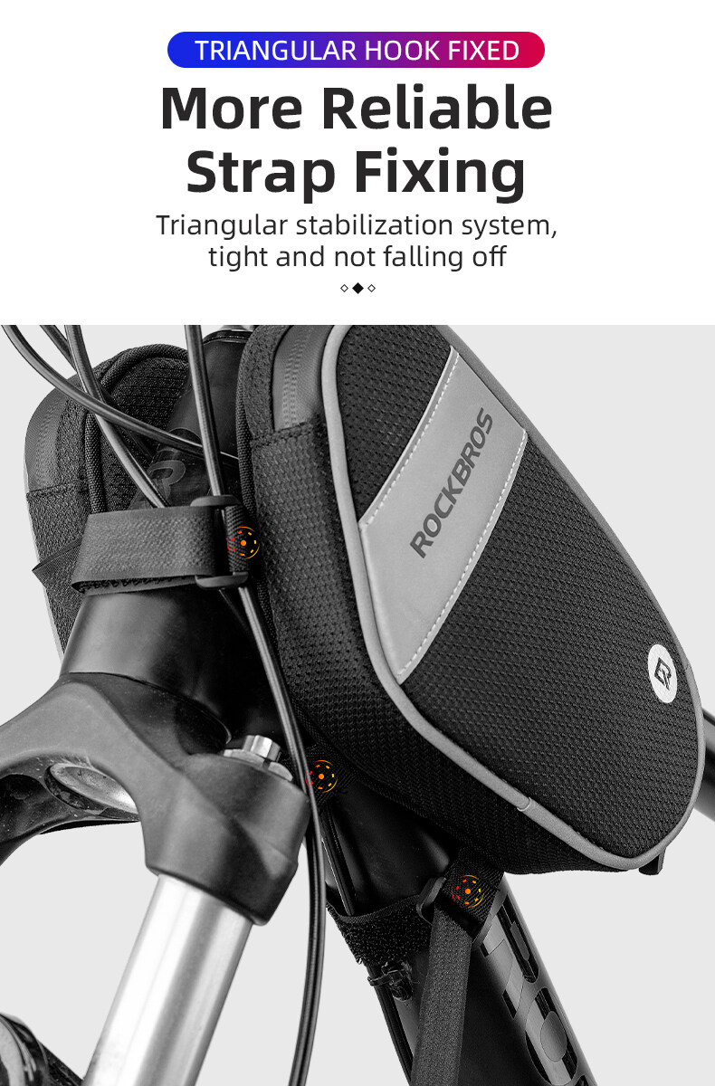 ROCKBROS Bicycle Bag Front Tube Bag Frame Bag With 360° Rotation Phone Holder Bike Pouch