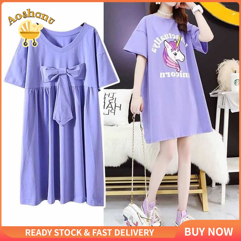 Đầm bầu mới 2021 đầm cho bú tay ngắn cổ chữ v, đầm bà bầu phổ biến, dáng ôm rộng và thoải mái
