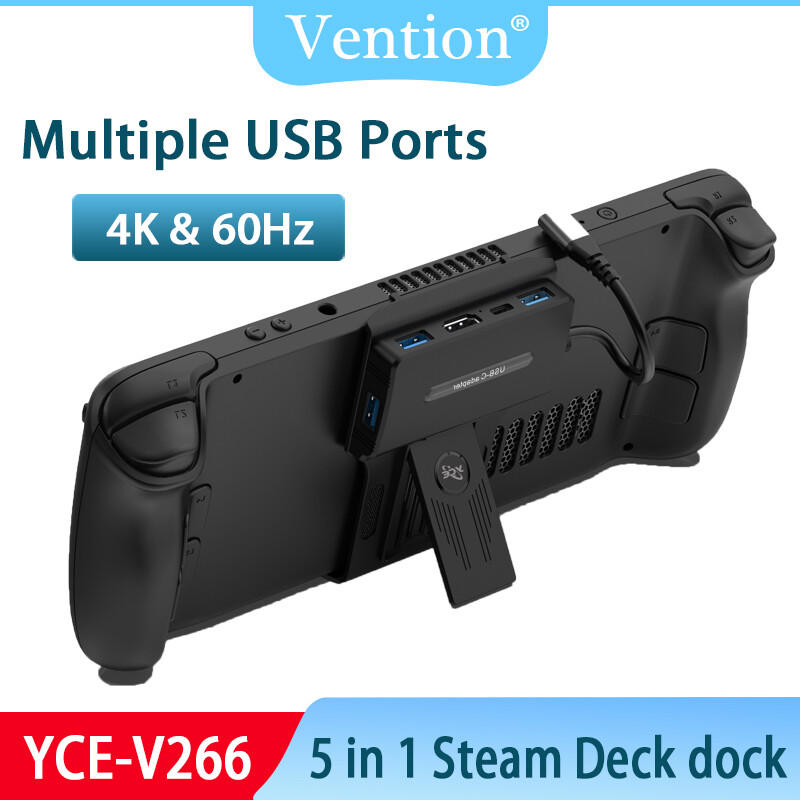 Vention Steam Deck Docking Stand 5 in 1 Hub 4K 60Hz HDMI-compatible PD100W Speed Charging For Game Console Supports PD3.0 Multi-function Back Clip Stand With Keyboard HandleCooling ราคา 1,099 บาท*ส่งฟรี