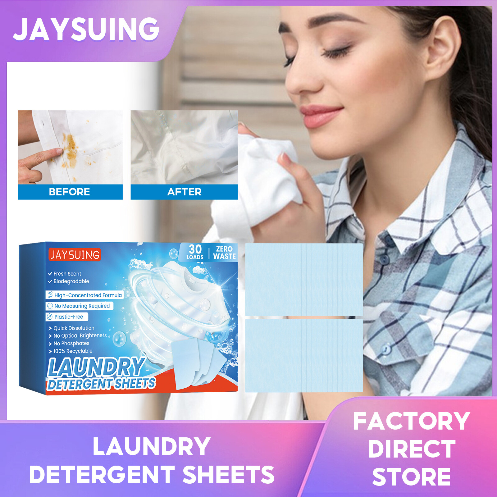 Jaysuing Washing Machine Cleaner Laundry Soap Concentrated Washing Powder Detergent Deep Cleaning Remove Stains Multifunctional Tablet Washing Deep Cleaning Odor Remover Laundry Supplies (30Pcs) ราคา 151 บาท*ส่งฟรี