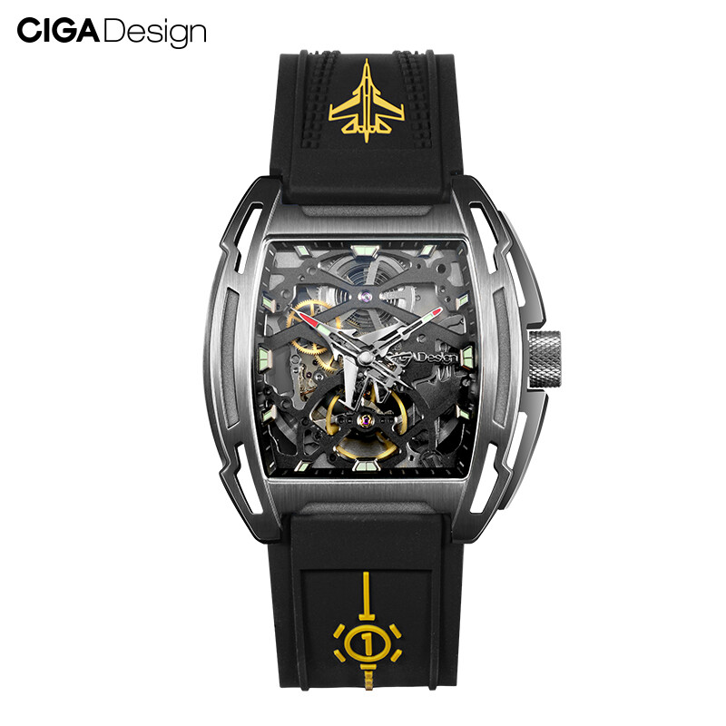 CIGA Design Z Series - Aircraft Carrier Version Automatic Mechanical Watch, Aircraft Shape Pointer Titanium Case Skeleton Tonneau Sapphire Crystal Wrist Watch with Aircraft Carrier Runway Strap ราคา 13,323 บาท*ส่งฟรี